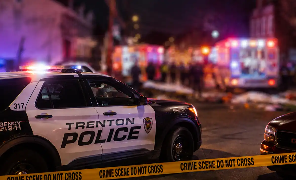 Photo caption: trenton police and mercer county homicide detectives are investigating a locust street block party shooting that left two people dead and eight others wounded early sunday.
