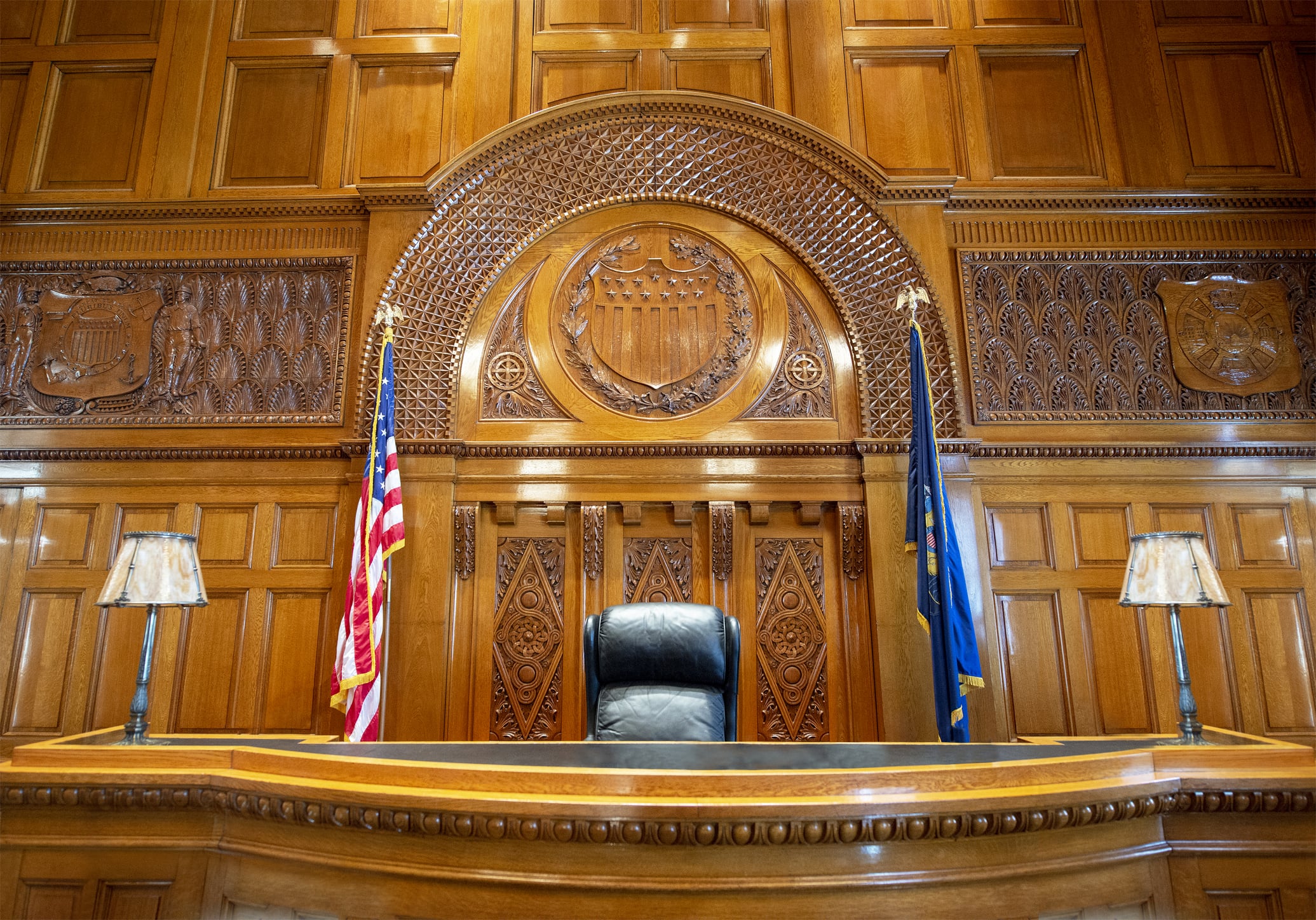 U. S. Courtroom -judge's bench - witness stand