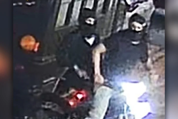 Police are searching for two suspects accused of robbing a man at knifepoint before stealing his moped outside a Fordham Road location in the Bronx.