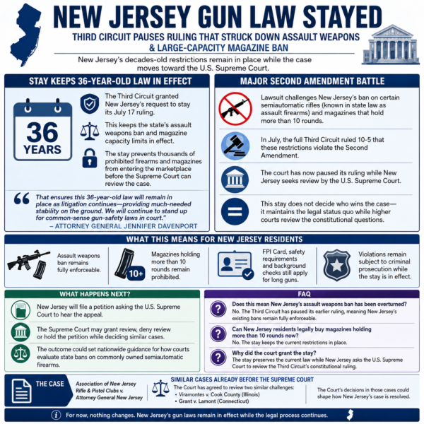 Third circuit keeps new jersey assault weapons ban in effect while u. S. Supreme court appeal moves forward