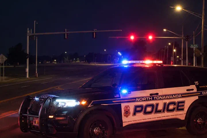 Photo Caption: North Tonawanda police closed the intersection of River Road and Ward Road while investigators examined the scene of a motor vehicle crash.