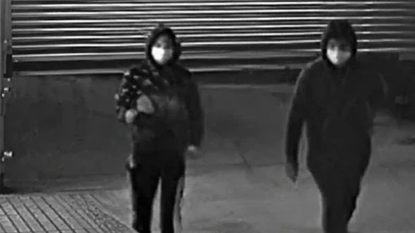Photo Caption: Surveillance images released by the NYPD show two individuals wanted in connection with the fatal shooting of a 17-year-old inside a building on New Lots Avenue in Brooklyn.