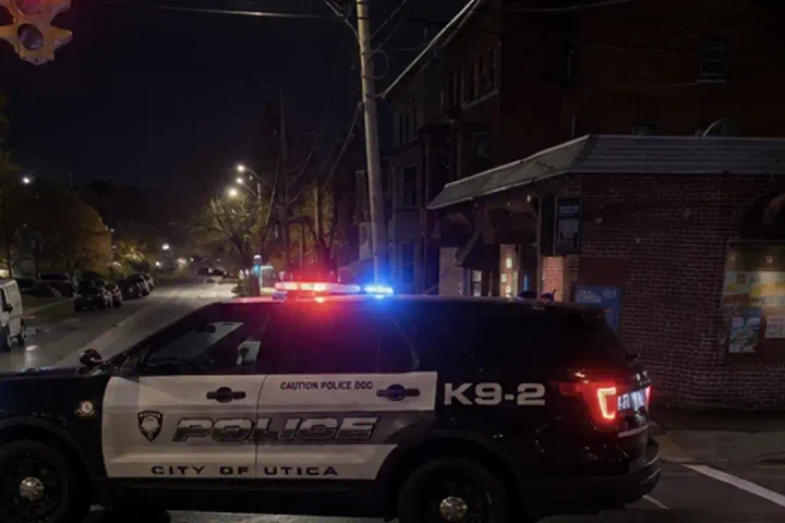 Photo Caption: Utica police investigate a double shooting on the 1400 block of Kemble Street after two victims were transported to Wynn Hospital with non-life-threatening injuries.