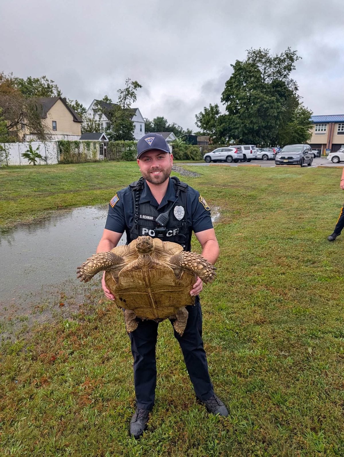 Police win a very slow foot pursuit after turtle wanders through south jersey town Police win a very slow foot pursuit after turtle wanders through south jersey town