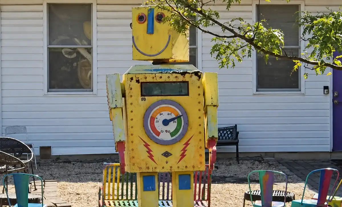 Why is there a giant yellow robot on the side of the road in belmar?