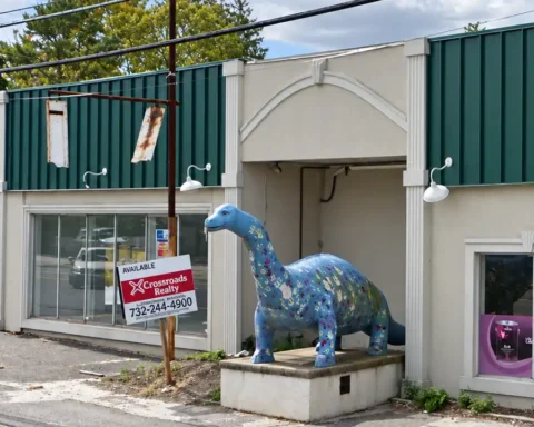 The Bayville Dinosaur has survived Route 9 since 1935, including repeated decapitations that eventually led to a new neck, head and safer roadside perch.