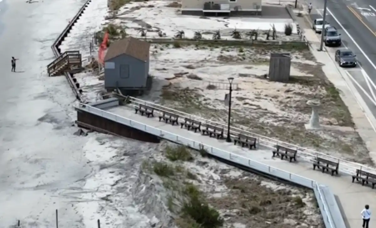 Brigantine beaches hammered by nor’easter as waves cut into dunes and leave little sand behind Brigantine beaches hammered by nor’easter as waves cut into dunes and leave little sand behind