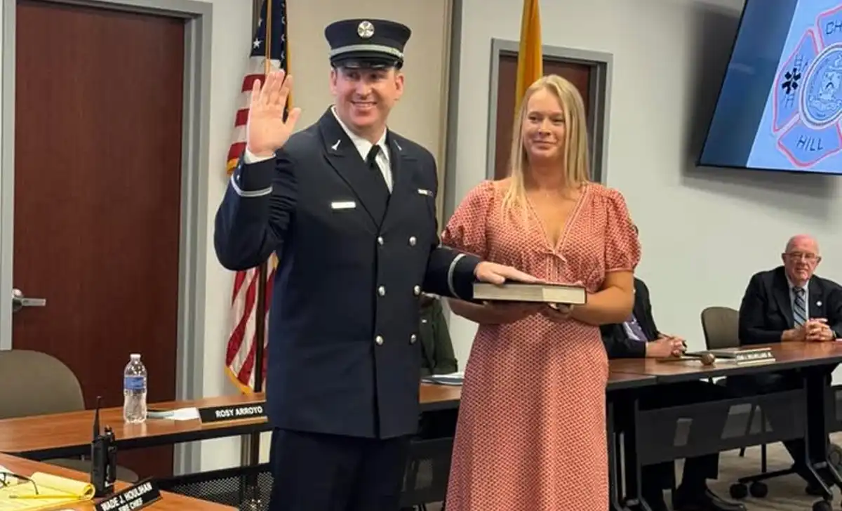 Cherry Hill Fire Department Lieutenant Scott Vrana was promoted Wednesday after serving with the department since 2016.