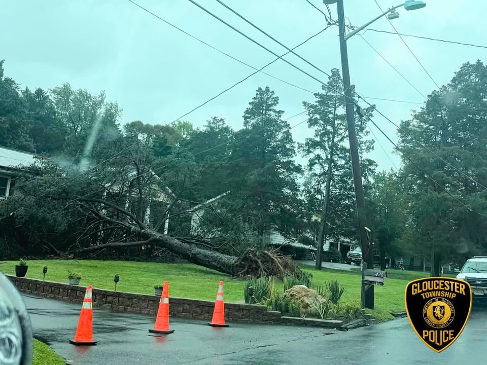 Storm damage keeps gloucester township police busy with flooding, downed wires Gloucester township police respond to storm damage as flooding, fallen limbs and downed utility wires force temporary road closures across the township.