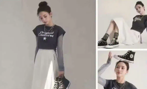 Converse has removed a controversial advertisement featuring K-pop star Karina after critics said elements of the image evoked racist imagery. Photo courtesy Converse.