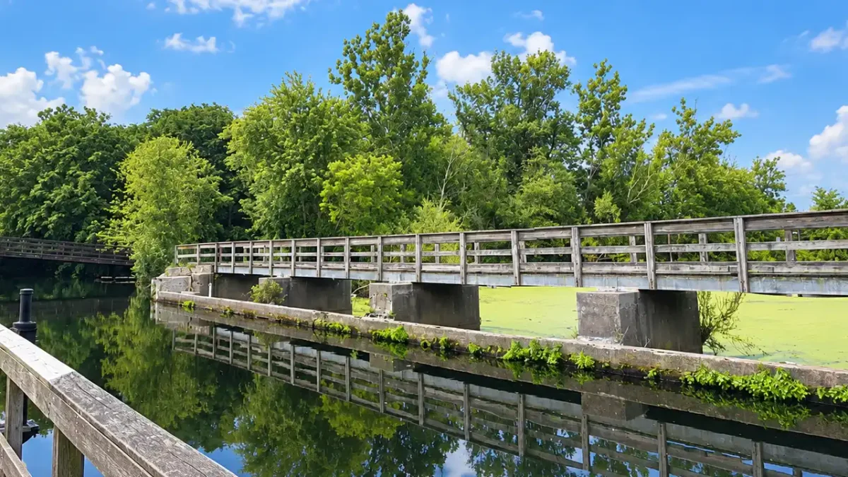 In new jersey, there’s a bridge that carries one waterway over another In new jersey, there’s a bridge that carries one waterway over another