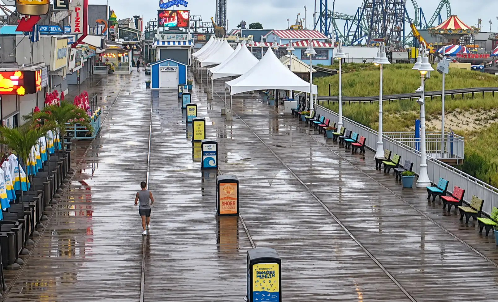 Showers and thunderstorms will soak parts of the Jersey Shore Sunday before cooler, drier weather arrives Monday and sunshine takes over Tuesday.