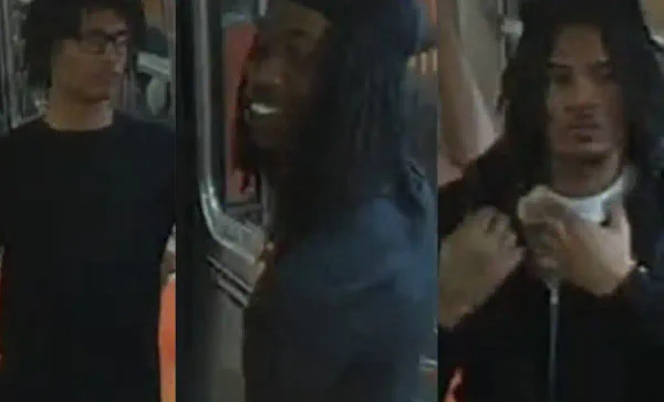 Nypd investigators are searching for three suspects accused of surrounding and robbing an 18-year-old on the q train platform at canal street.