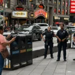 A 32-year-old woman was killed and a 68-year-old man wounded in a random Times Square stabbing before NYPD officers fatally shot the knife-wielding suspect.
