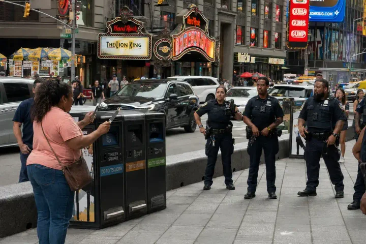 A 32-year-old woman was killed and a 68-year-old man wounded in a random Times Square stabbing before NYPD officers fatally shot the knife-wielding suspect.