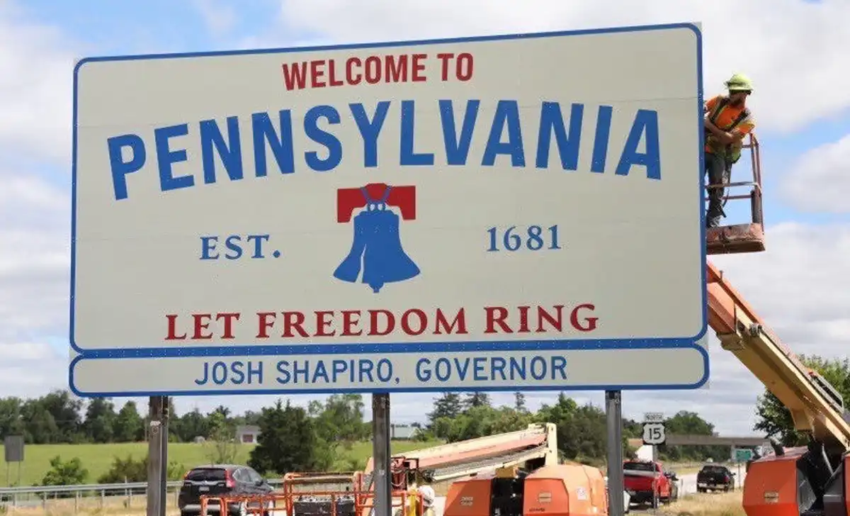Welcome to Pennsylvania - new signs across the state welcoming businesses and travelers Photo by Josh Shapiro Press Office