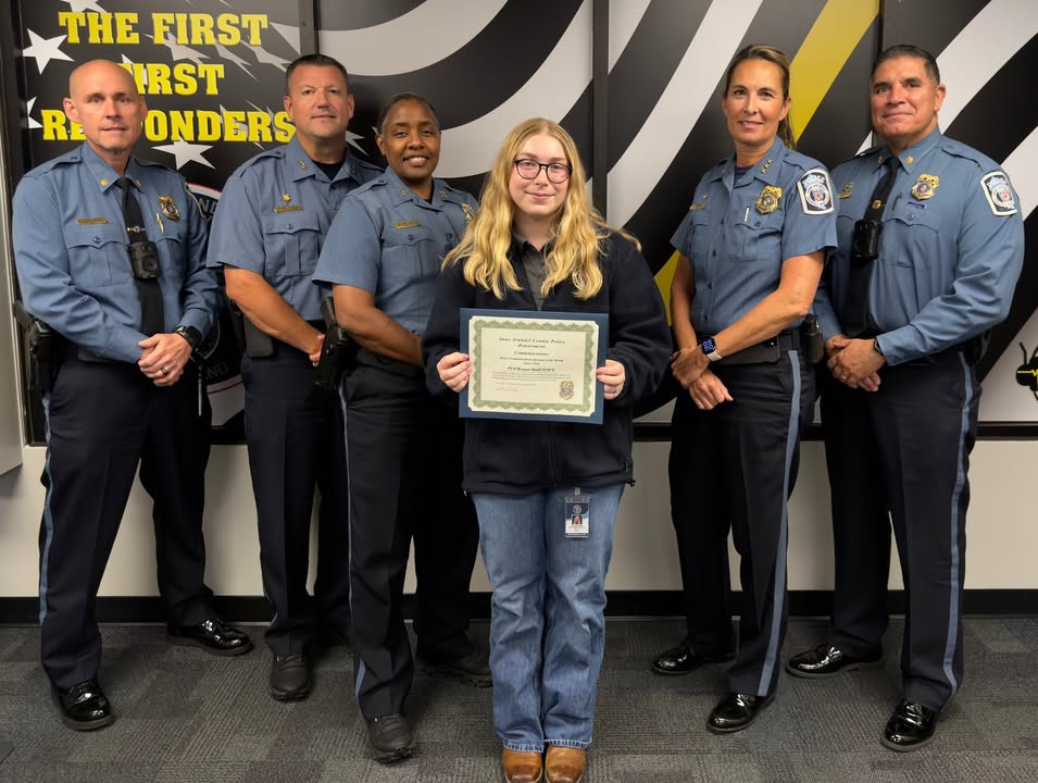Police communications officer beall was recognized by anne arundel county police for coordinating the response to an armed domestic violence call that developed into a potential barricade.