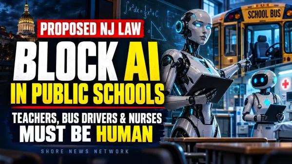 A new jersey public school classroom, where proposed legislation would require teachers and other school personnel to be human beings rather than ai substitutes.