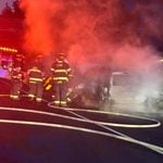 Suv bursts into flames on garden state parkway in clark, occupants escape before firefighters arrive