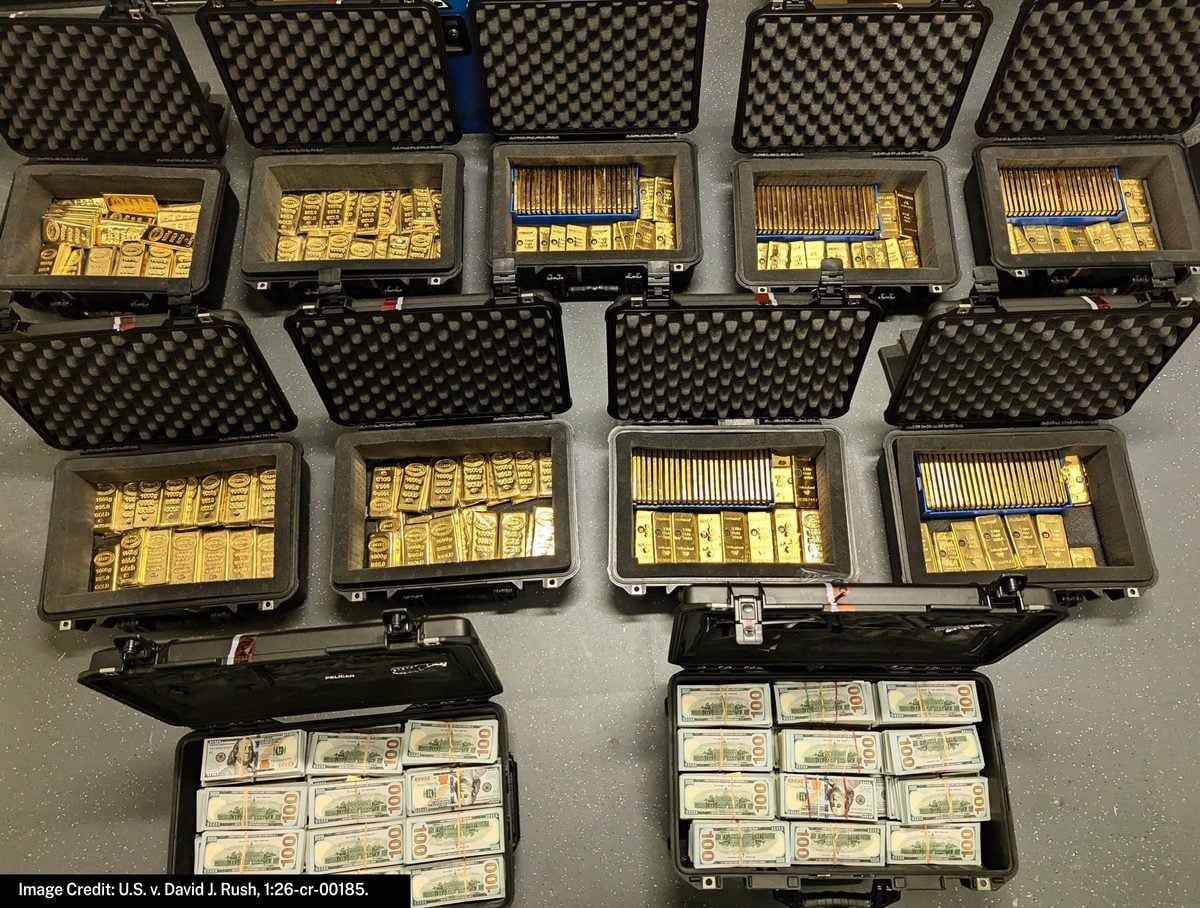 Cash, 298 gold bars and other valuables were recovered from former federal employee david j. Rush after prosecutors said he defrauded the government of nearly $194 million.
