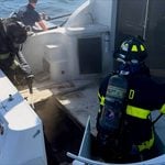 Unoccupied boat catches fire, drifts toward shore at long island marina