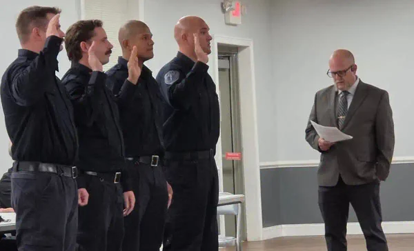Jackson township fire district 2 formally welcomed four new career firefighters, richard bonner jr. , kyle lackay, azizadeen sakoor and kevin e. Hrudowsky, during an october 9 swearing-in ceremony.