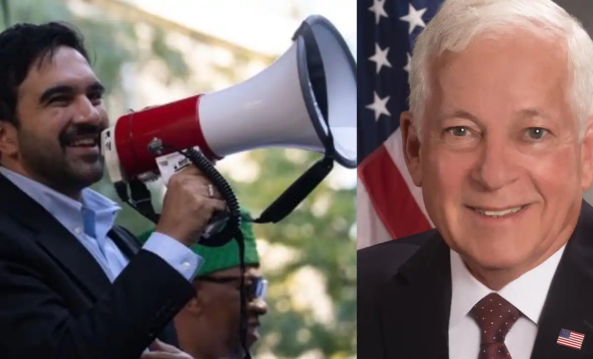 Assemblymember charles lavine speaks in glen cove after issuing a statement criticizing new york city mayor zohran mamdani on the third anniversary of the october 7 hamas attack.