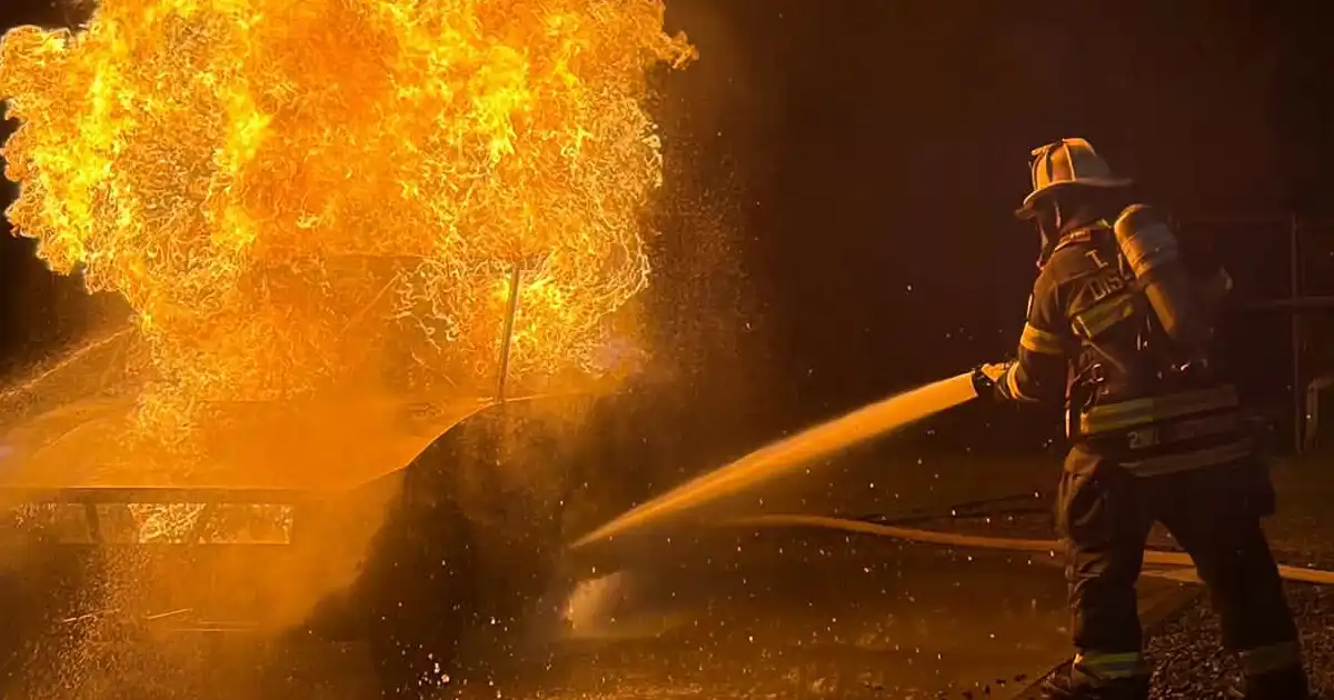 Pleasant plains volunteers practice car fire response at brick training academy Pleasant plains volunteer firefighters practiced car fire suppression and hose line operations during hands-on training at brick township’s fire academy.