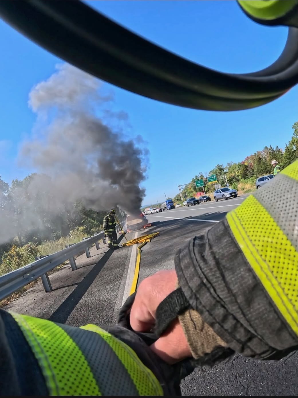 Newly trained firefighter puts skills to work at i-78 vehicle fire Newly trained firefighter puts skills to work at i-78 vehicle fire