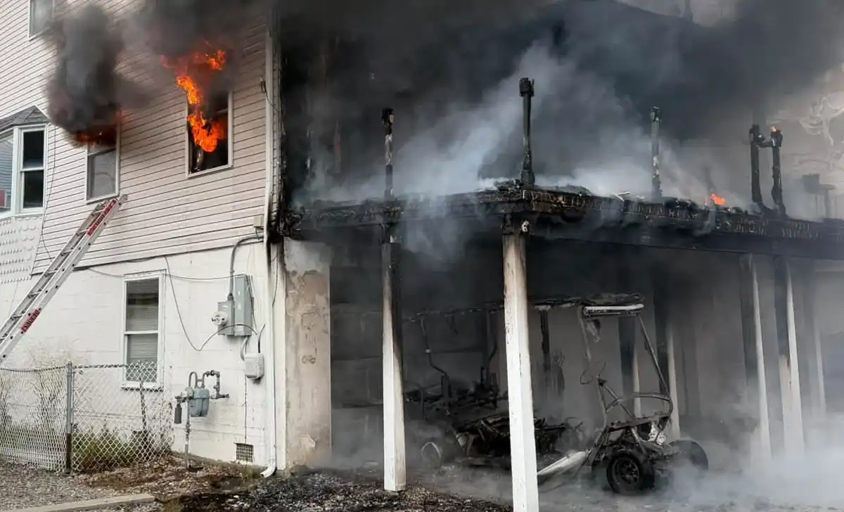 Flooded golf cart sparks west wildwood house fire, firefighters rescue family dog Firefighters battle a west wildwood house fire blamed on a flood-damaged golf cart, while crews rescued the family dog from the third floor.