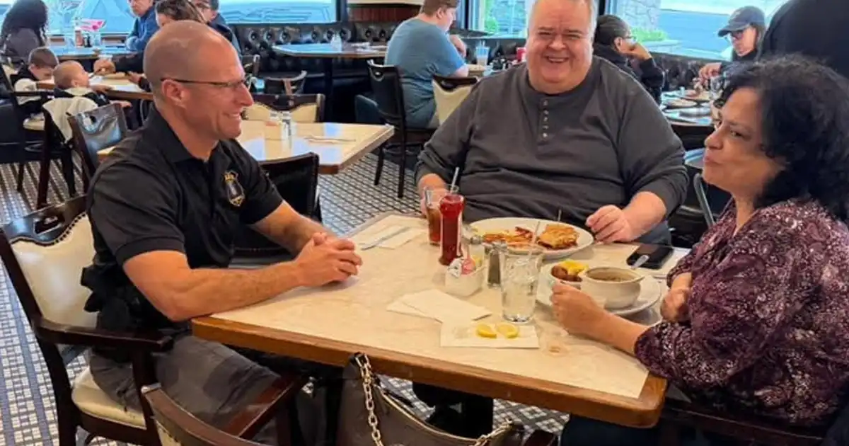 East brunswick police hosted residents at the colonial diner for saturday’s coffee with a cop event.