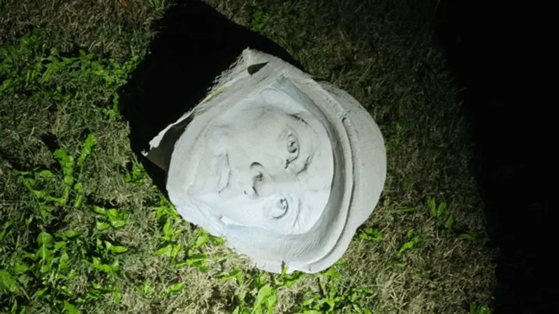 Illegal alien dreamer beheads marine corps monument in quantico Illegal alien dreamer beheads marine corps monument in quantico