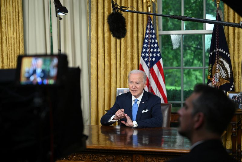Biden cheers debt ceiling 'crisis averted' from Oval Office