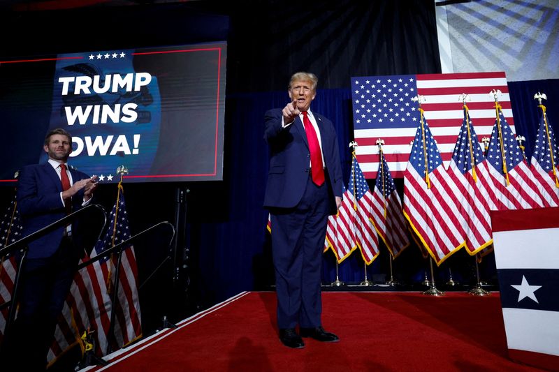 Trump-linked stocks jump after former president's emphatic win in Iowa Republican contest