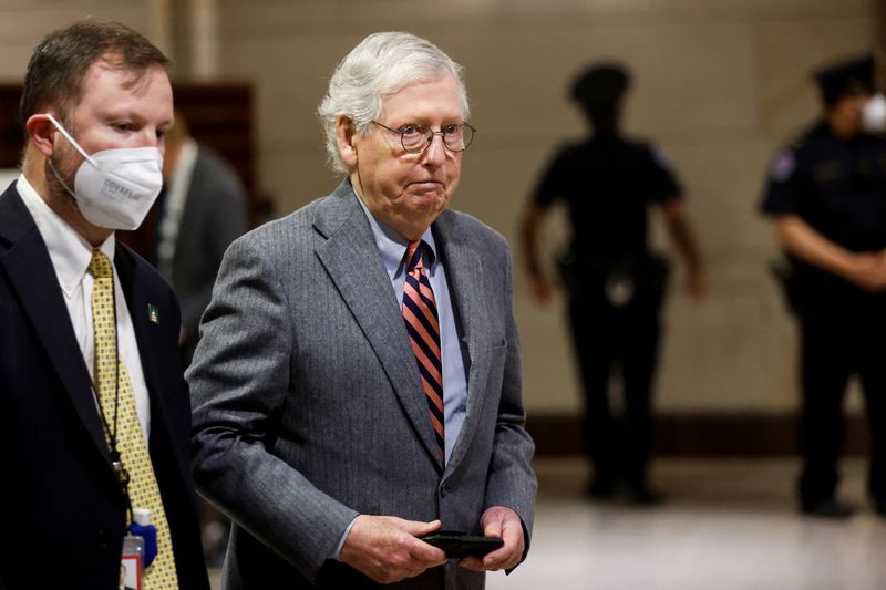 U.S. Senate talks on omnibus spending bill hit snag over Ukraine defense money -Republican leader McConnell