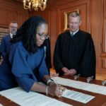 FILE PHOTO: Judge Ketanji Brown Jackson is sworn in as