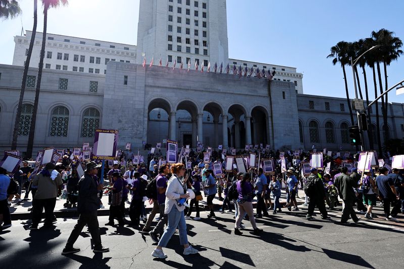 L.A. city workers stage one-day strike, latest in series of walkouts