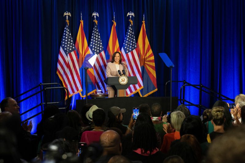 Kamala Harris blames Trump for abortion ban in Arizona