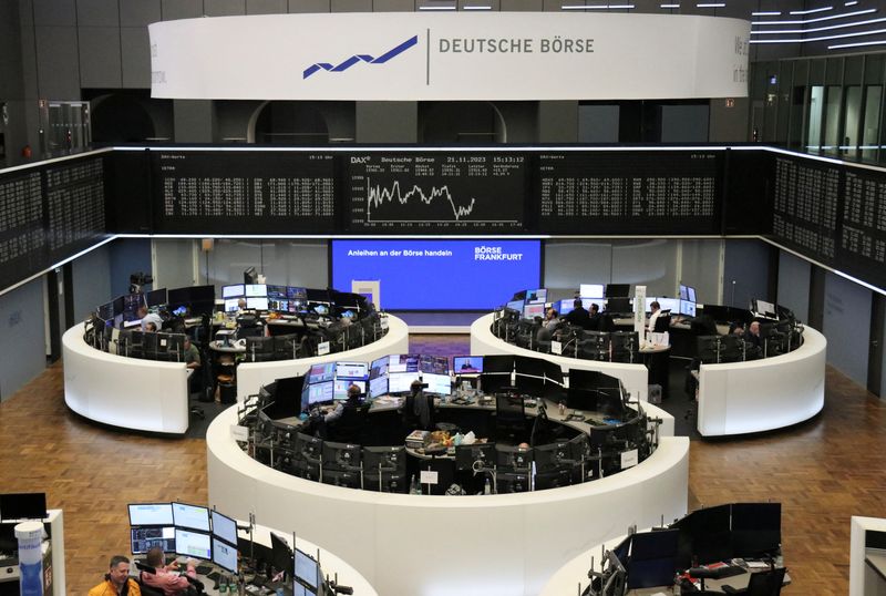 European shares start week lower as healthcare sector weighs