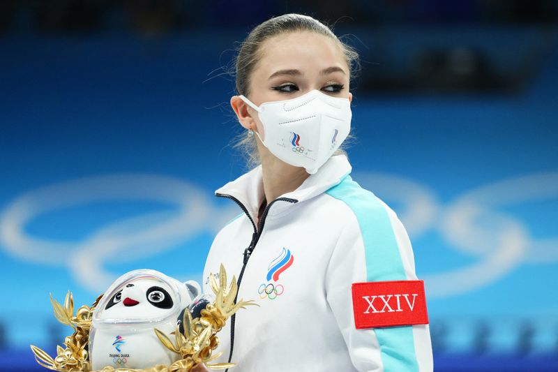 Olympics-Russian teen skater Valieva trains after reports of failed drug test