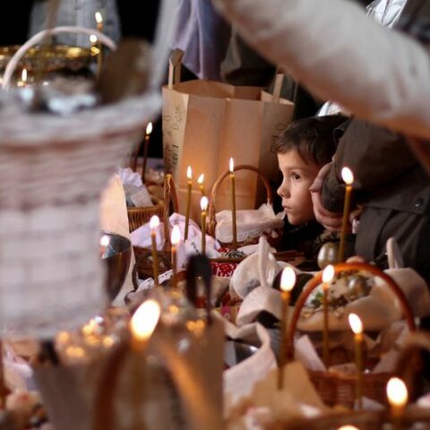 Ukrainian refugees dream of home in orthodox easter celebrations - photo licensed by shore news network.