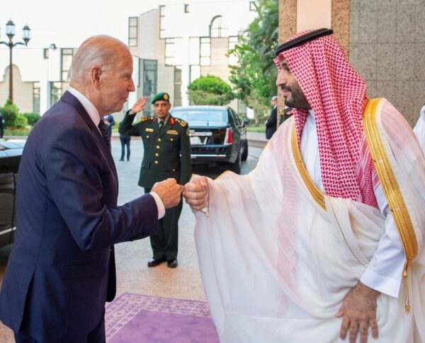 Biden fist bumps saudi crown prince on trip that seeks to reset ties