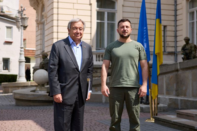 U.N. chief, in Ukraine, says he worried by situation at nuclear plant on front line