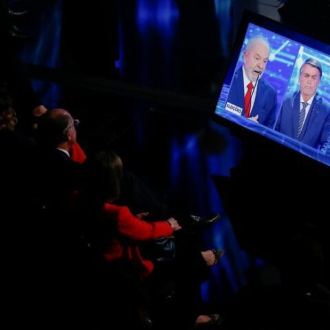 Bolsonaro and lula face off in brazil presidential debate - photo licensed by shore news network.