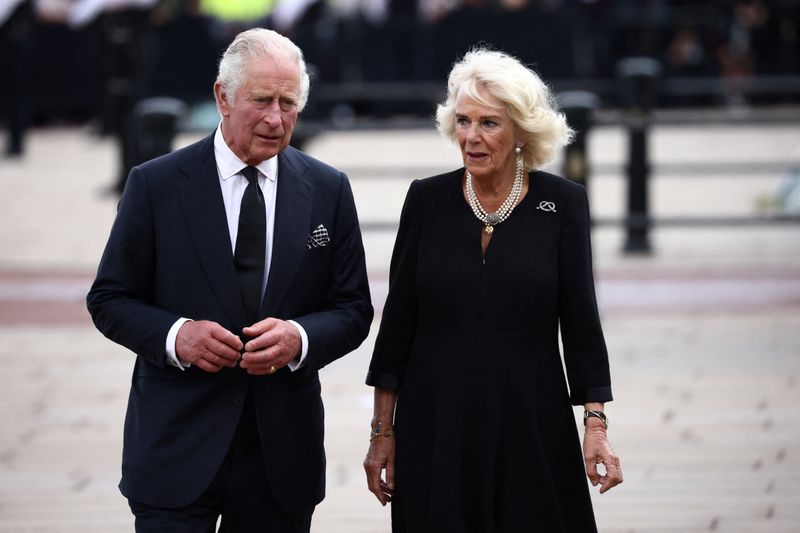 King Charles greets well-wishers outside Buckingham Palace