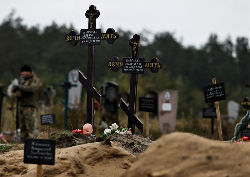 Ukraine exhumes dozens of bodies in two liberated eastern towns