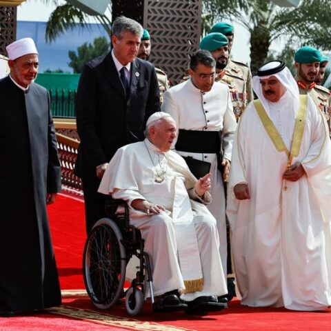 Pope, in bahrain, condemns rearmament pushing world to 'precipice' - photo licensed by shore news network.