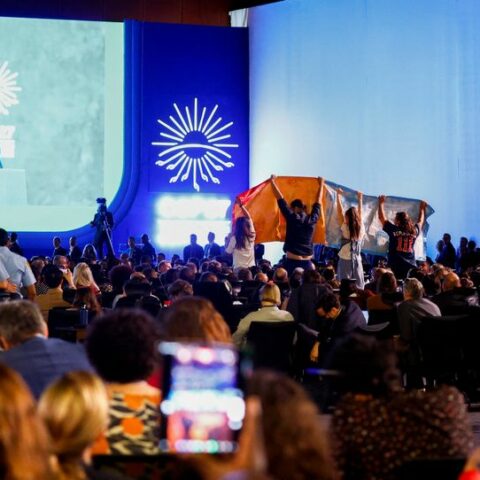 Protest takes place during u. S. President biden's cop27 speech - photo licensed by shore news network.