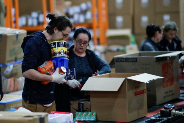 U.S. volunteers pack bandages, energy bars donated to Ukraine