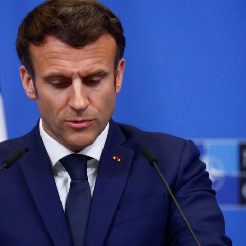 Macron underscores his leader credentials at nato with a map - photo licensed by shore news network.